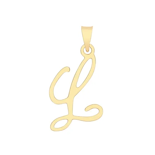 9ct Yellow Gold Script Initial Pendant 19 X 10mm + 5.5mm Bale L